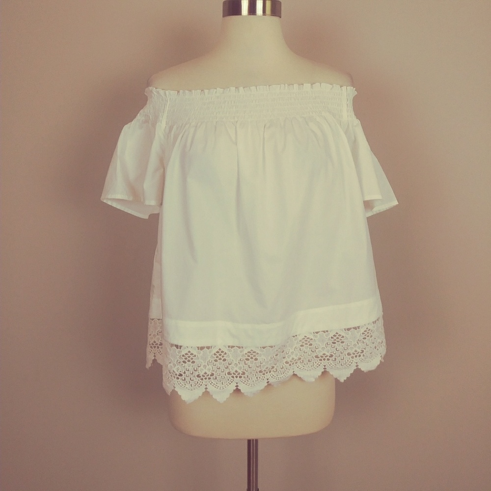 Who What Wear off shoulder white spring top